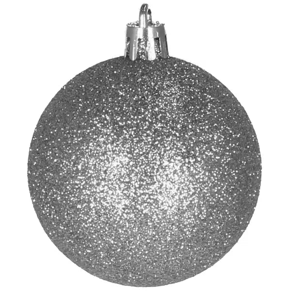 Karácsonyfadísz gömbkészlet 30 db, 4-6 cm, szürke-ezüst, törhetetlen