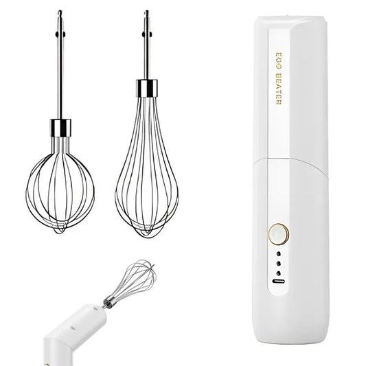 Vezeték nélküli USB-tölthető elektromos habverő, 3 fokozat, 2 fej
