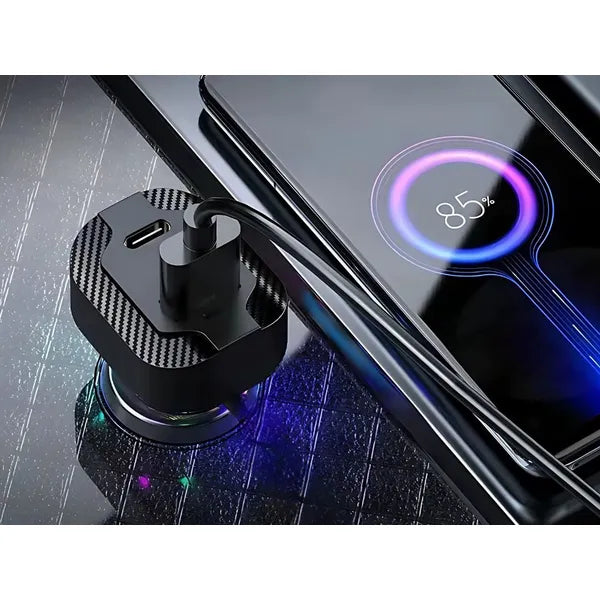 45 W-os USB-C PD autós gyorstöltő (USB-A 15 W) RGB, LCD kijelző