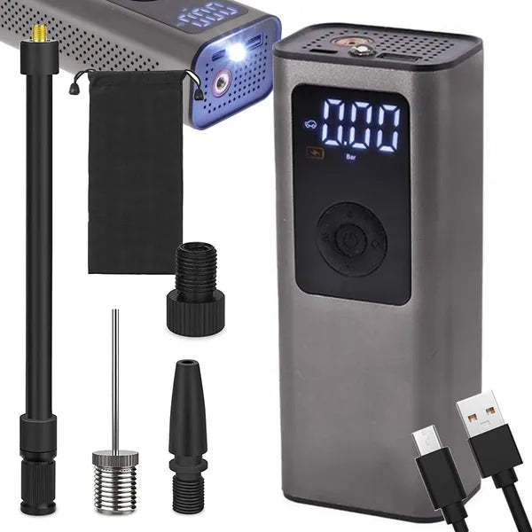 Akkumulátoros hordozható kompresszor 150 PSI/10 bar LCD kijelzővel