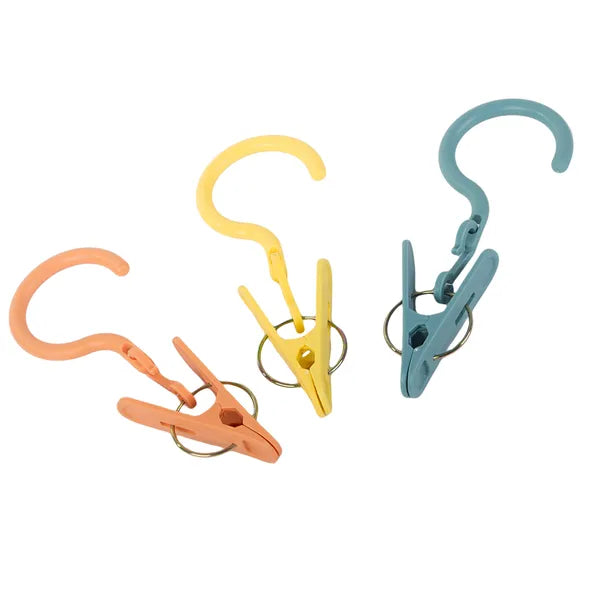 Erős csipesz akasztóval, 3 db-os ruhaszárító kapocs szett, multicolor, 13,5 cm