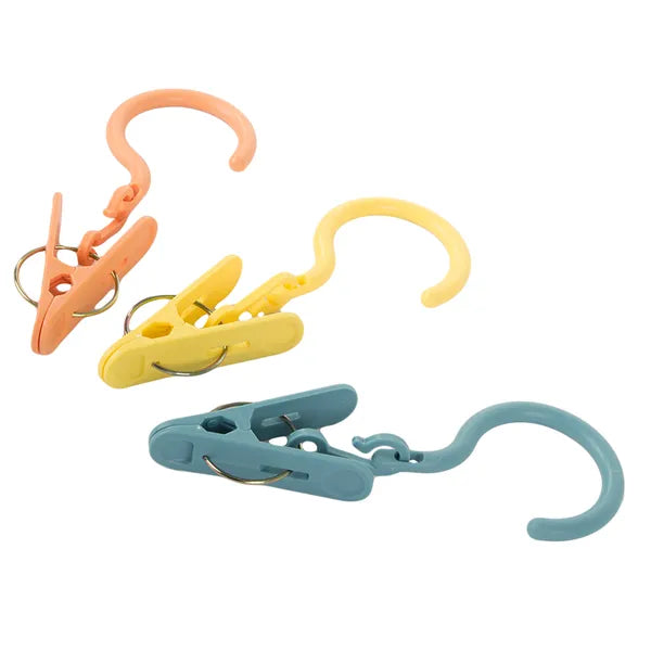 Erős csipesz akasztóval, 3 db-os ruhaszárító kapocs szett, multicolor, 13,5 cm