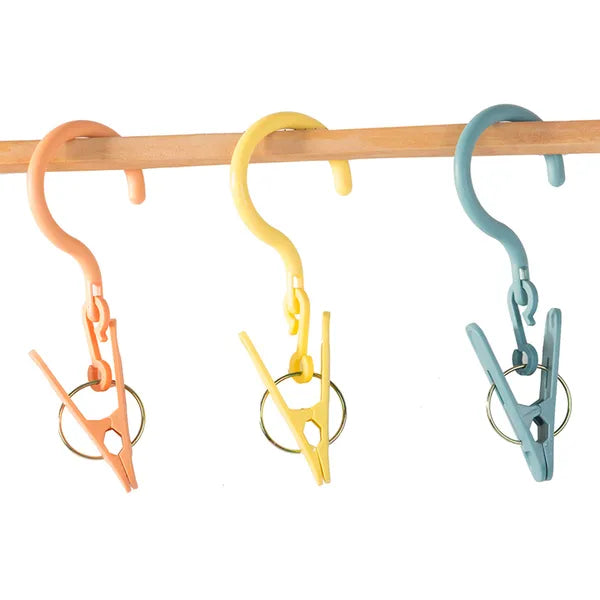 Erős csipesz akasztóval, 3 db-os ruhaszárító kapocs szett, multicolor, 13,5 cm