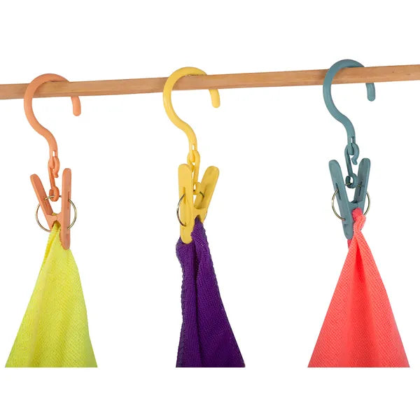 Erős csipesz akasztóval, 3 db-os ruhaszárító kapocs szett, multicolor, 13,5 cm