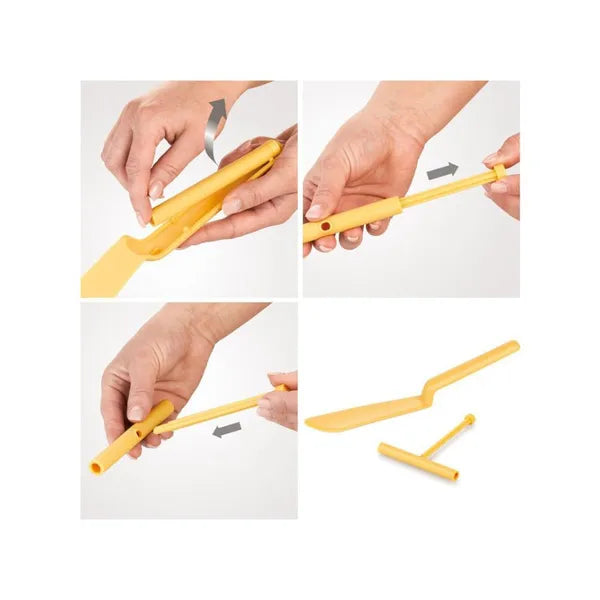 Palacsinta spatula felcsukható hengerrel, hőálló nylon, sárga
