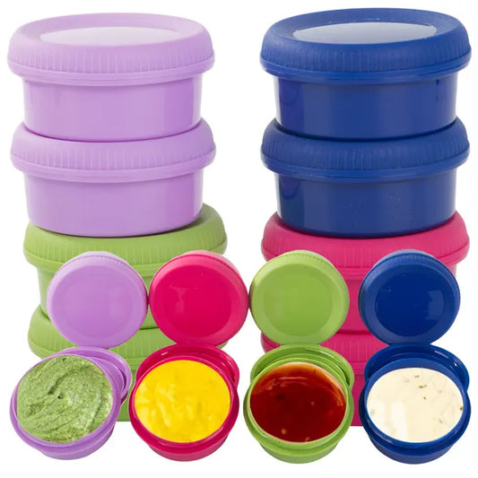 Színes, lezárható szósz- és dip tároló pohár 80 ml, tetővel, 8 db