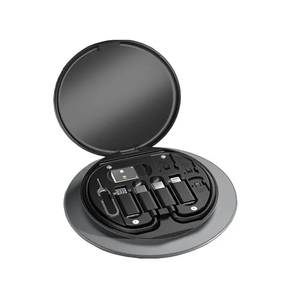 USB-C 4-az-1-ben kábel+adapter készlet 60 W, Lightning/micro USB, 28 cm, fekete