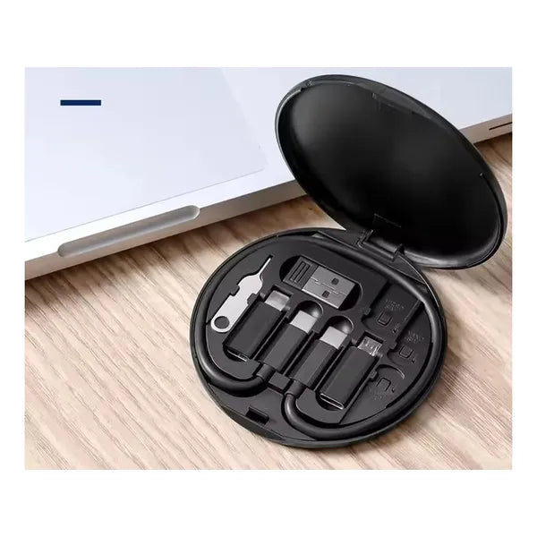 USB-C 4-az-1-ben kábel+adapter készlet 60 W, Lightning/micro USB, 28 cm, fekete
