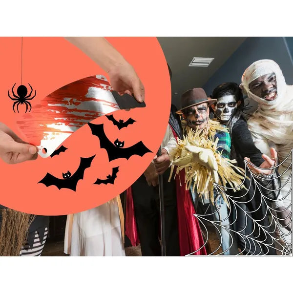 Halloween véres szerszám girland 2 m, 8 db műanyag eszköz