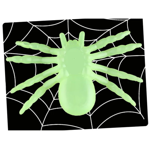 Halloween fluoreszkáló műanyag pók dekor szett, 2 db, 11 cm, zöld
