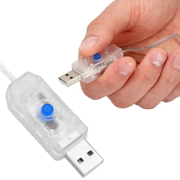 LED függöny fényfüzér 200 db hideg fehér, USB, IP44, 2×2 m