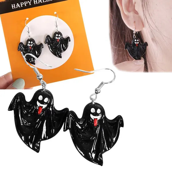 Halloween fülbevaló szett, műanyag, 6 féle minta (szem, szellem, tök)