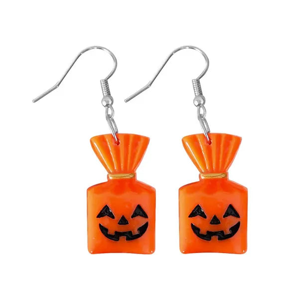 Halloween fülbevaló szett, műanyag, 6 féle minta (szem, szellem, tök)