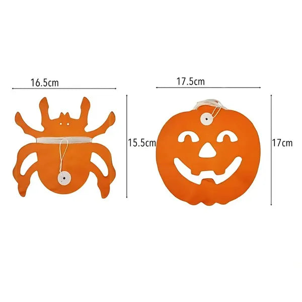 Halloween papír girland, 3 m, tök- és pók mintával, narancs/fekete