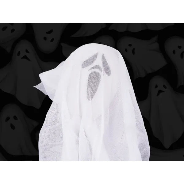Halloween függő dekoráció, fehér szellem 65 cm