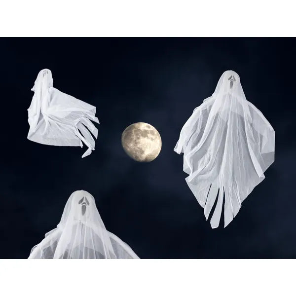 Halloween függő dekoráció, fehér szellem 65 cm