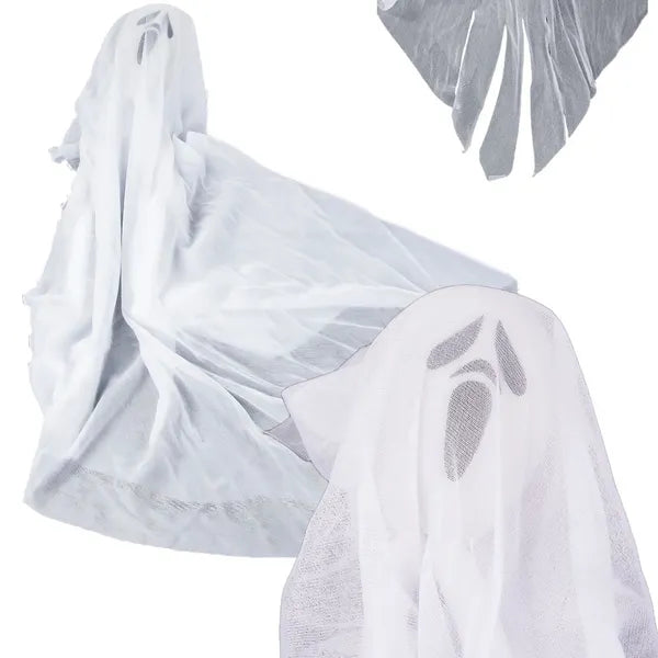 Halloween függő dekoráció, fehér szellem 65 cm