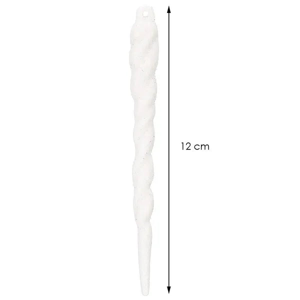 Fehér csillogó karácsonyi díszek 12 cm, 10 db, műanyag