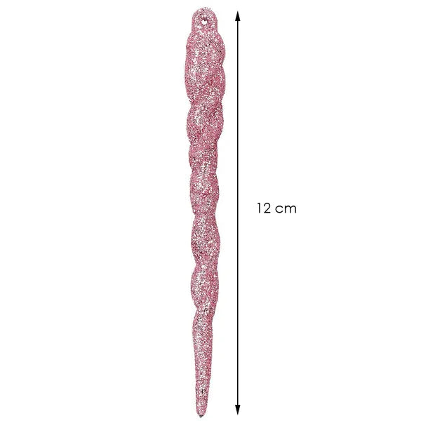Karácsonyi csillámos függődísz szett, rózsaszín, 12 cm, 10 db