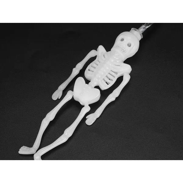 LED Halloween fényfüzér, 10 csontváz, meleg fehér, 2 m, elemes