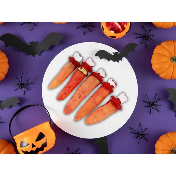 Halloween véres levágott műujj szett, 5 db gumi dekoráció