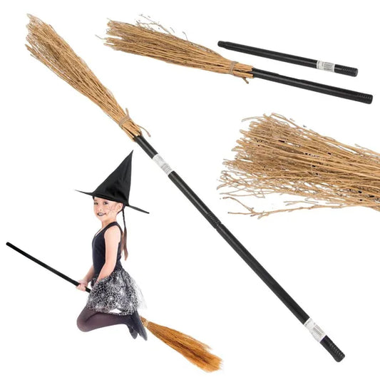 Fekete boszorkányseprű 90 cm – könnyű kiegészítő Halloween jelmezhez