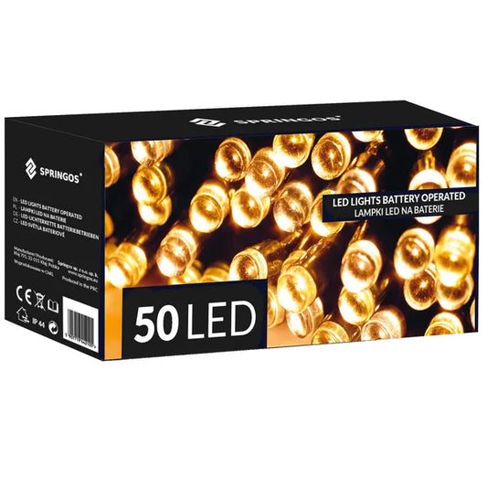 Elemes LED fényfüzér 50 meleg fehér LED, IP44, 5 m, kültéri-beltéri