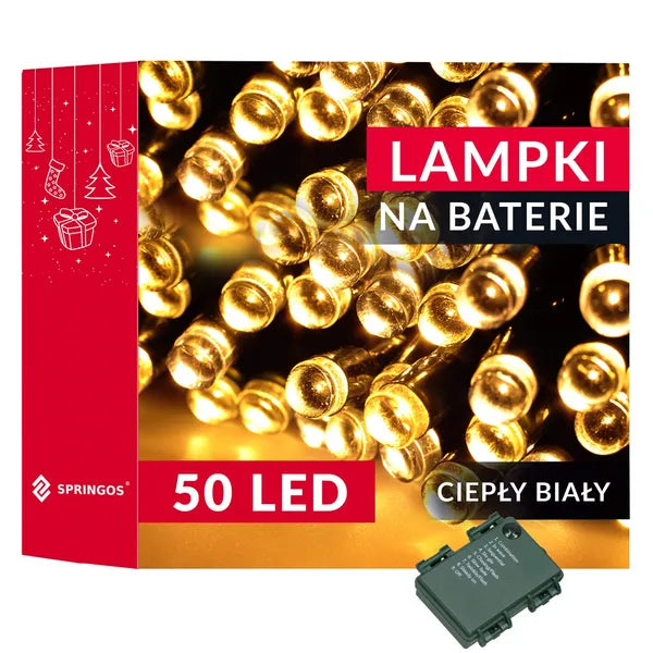 Elemes LED fényfüzér 50 meleg fehér LED, IP44, 5 m, kültéri-beltéri