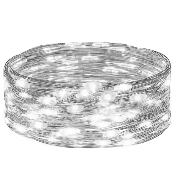 Hideg fehér, elemes LED fényfüzér 10 LED, 100 cm, IP20