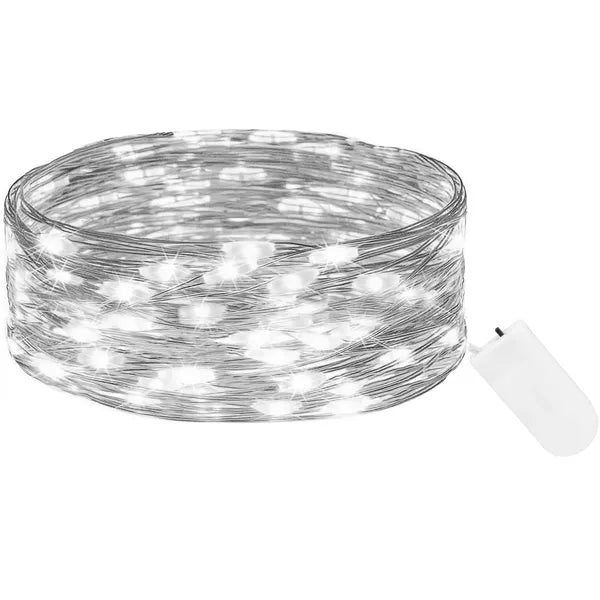 Hideg fehér, elemes LED fényfüzér 10 LED, 100 cm, IP20