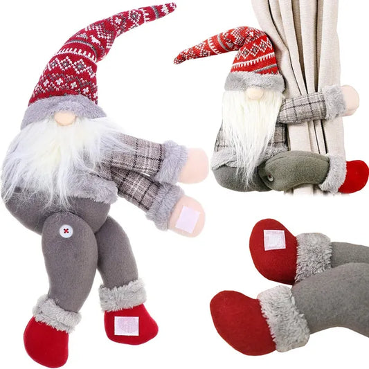 Karácsonyi gnóm függönycsipesz tépőzárral, 40 cm