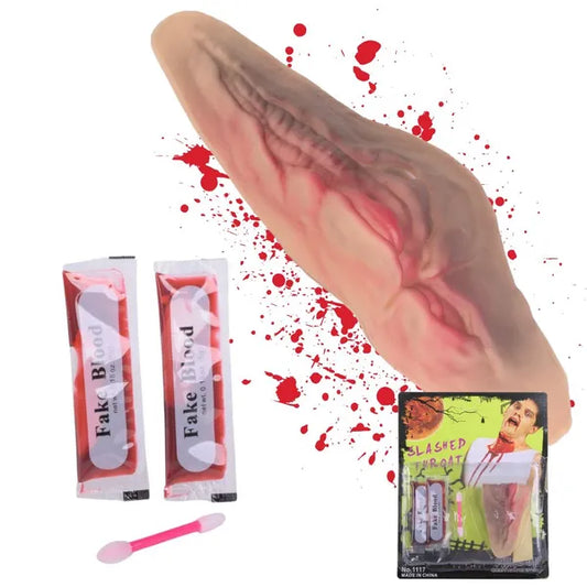 Mű seb torokvágás imitáció 10 ml művérrel, Halloween kellék