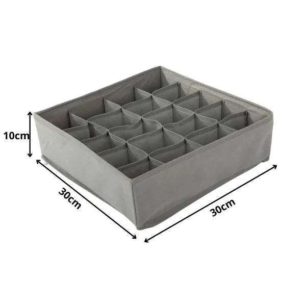Szürke, 20 rekeszes fehérnemű- és zokni rendező, 30×30×10 cm