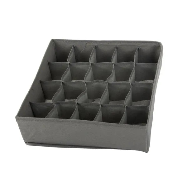 Szürke, 20 rekeszes fehérnemű- és zokni rendező, 30×30×10 cm