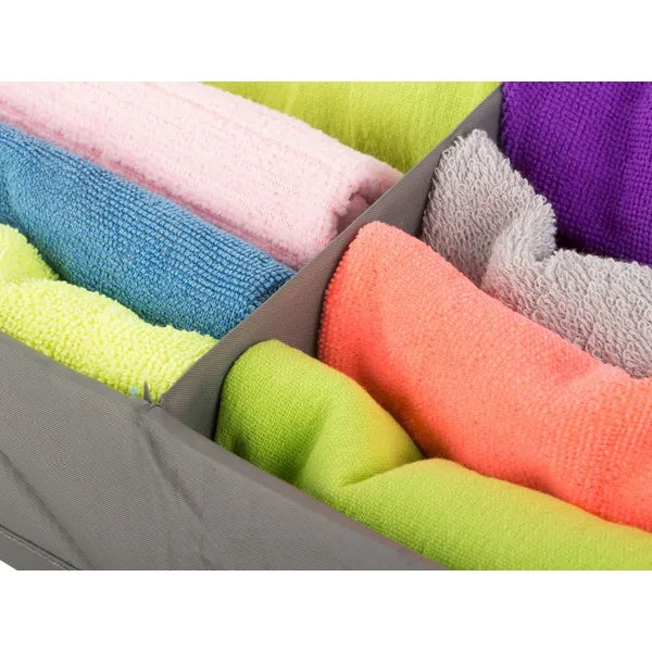 Szürke fiókrendező, 2 rekeszes, textil, 20×34×10 cm