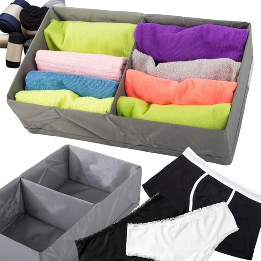 Szürke fiókrendező, 2 rekeszes, textil, 20×34×10 cm