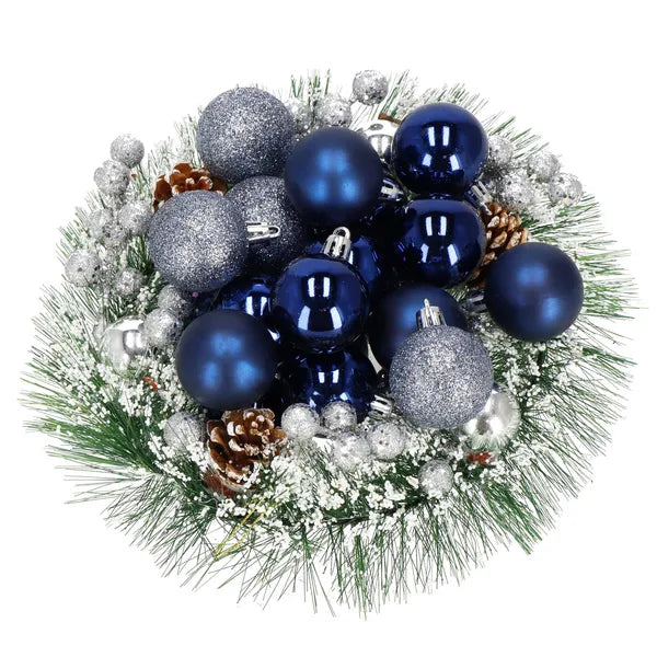Karácsonyi műanyag gömb dísz szett, 20 db, 4 cm, sötétkék, törhetetlen