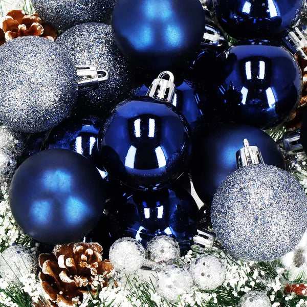 Karácsonyi műanyag gömb dísz szett, 20 db, 4 cm, sötétkék, törhetetlen