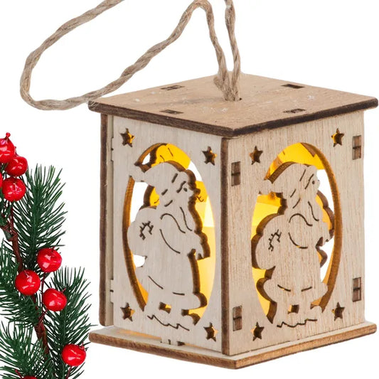 Fa függeszthető LED karácsonyi lámpás, meleg fény, 6×5 cm, elemes