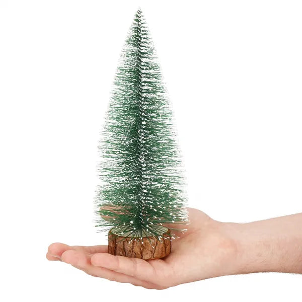 Asztali karácsonyfa dekoráció, műanyag-fa, 25 cm, havas ágakkal