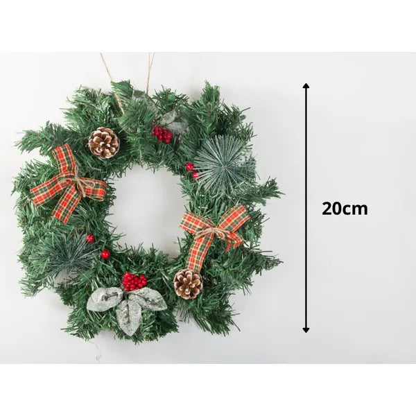 Karácsonyi ajtódísz fenyőtobozokkal, 20 cm, beltéri/kültéri koszorú