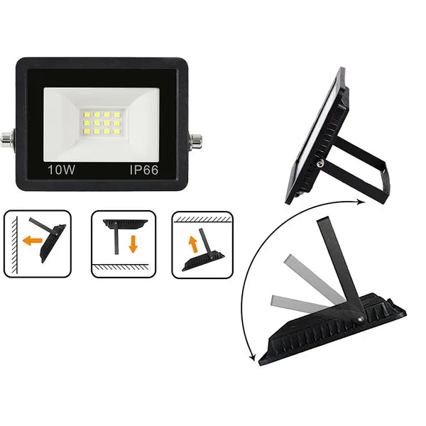 Kültéri LED reflektor 10 W 6000 K IP66, fekete, energiatakarékos