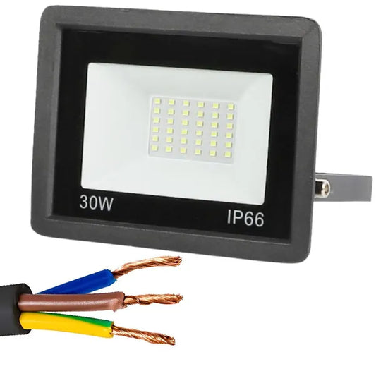 Kültéri LED reflektor 30 W, 6000 K hideg fény, IP66 fém ház