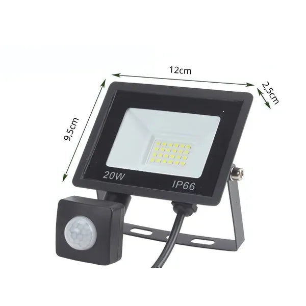 LED reflektor mozgás- és alkonyérzékelővel, 20 W, 6000 K, IP66