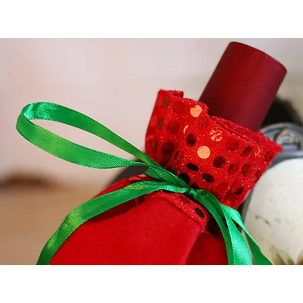 Hóember mintás karácsonyi palackhuzat, puha textil, 30×13 cm, újrahasználható