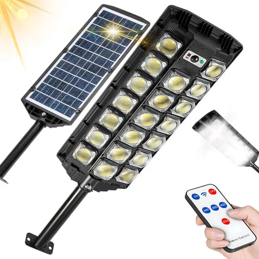 Napelemes LED utcai lámpa 1500 W, mozgás- és fényérzékelő, IP65, távirányító