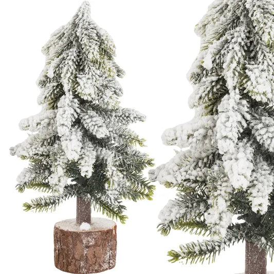 Mini havas műfenyő fa törzzsel, 26 cm, sűrű asztali dekor