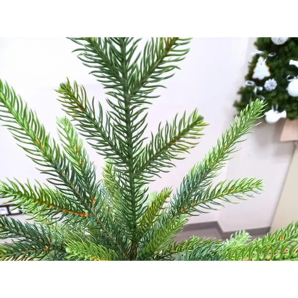 Műfenyő asztaldísz – 50 cm, zöld, kompakt karácsonyfa fa talppal