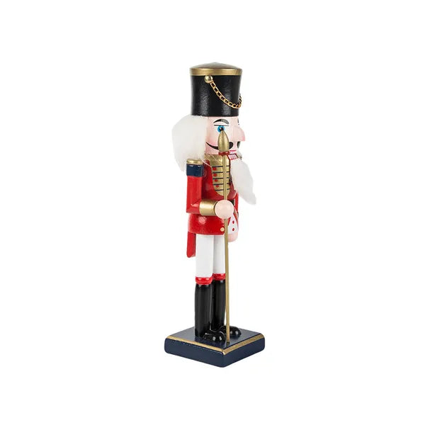 Diótörő fa katona figurás karácsonyi dekoráció, kézzel festett, 35 cm