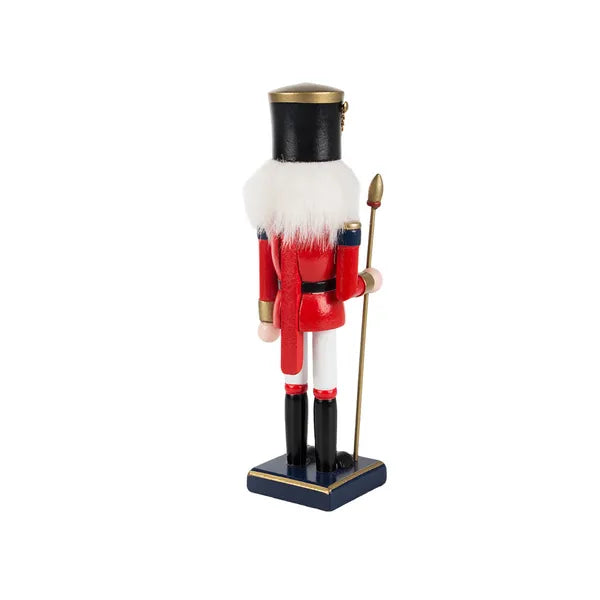 Diótörő fa katona figurás karácsonyi dekoráció, kézzel festett, 35 cm
